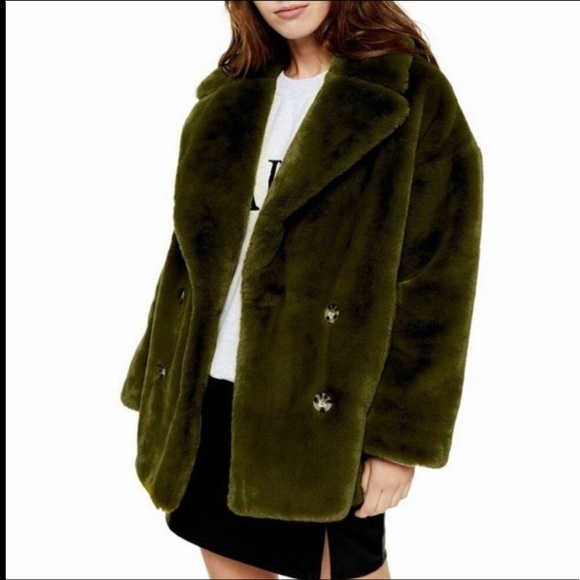 Topshop Jackets & Blazers - TOPSHOP Ally Faux Fur Double Breasted Coat
